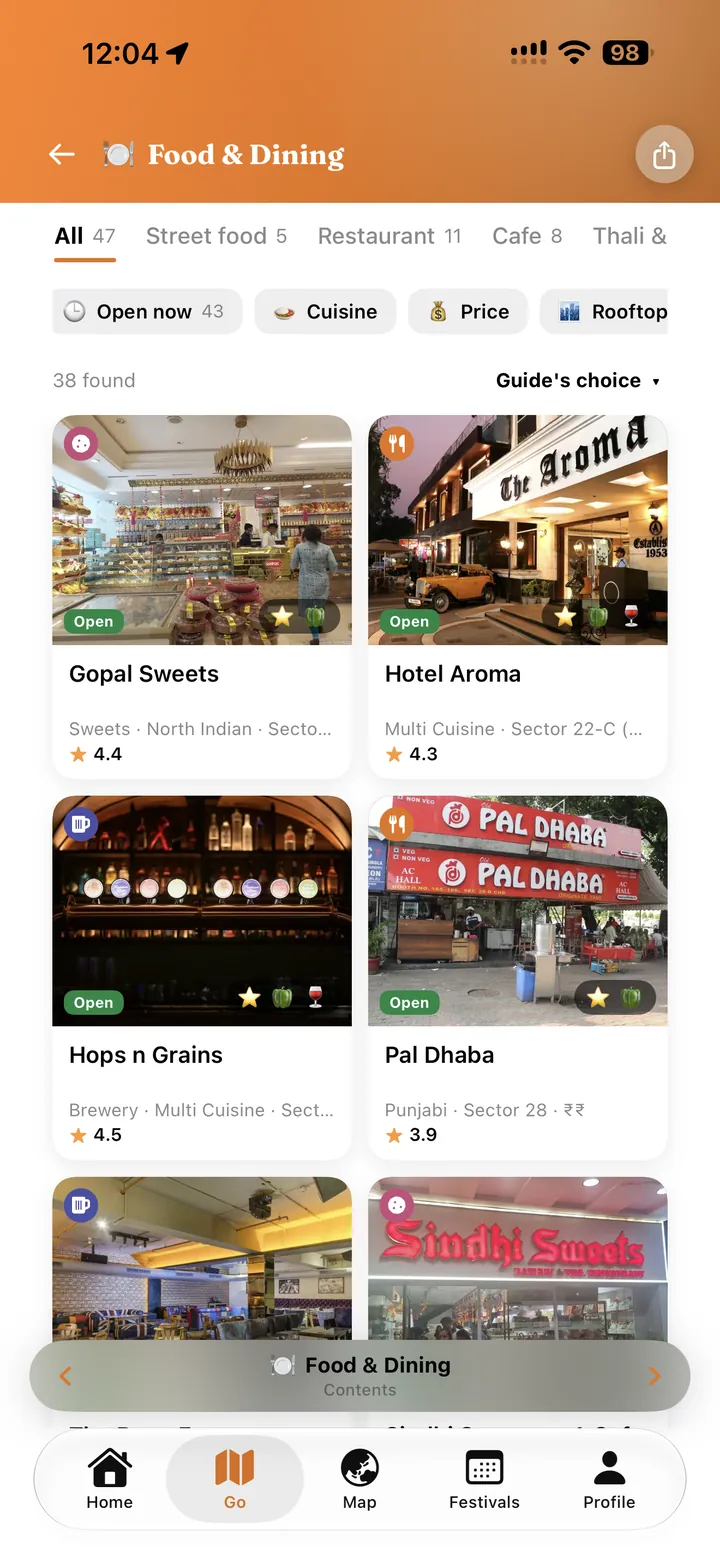 Restaurants in India GO filtered by diet and preferences